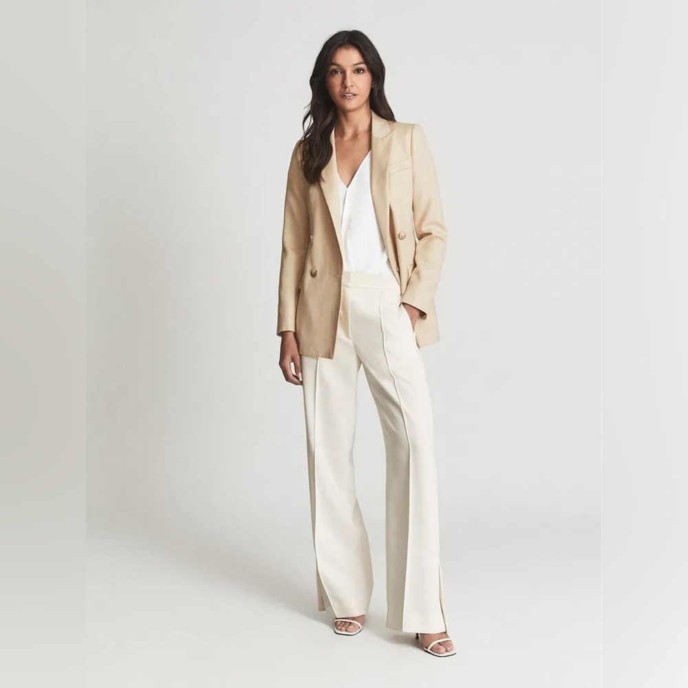 Reiss Aila Wool Linen Double Breasted Blazer Womens Size US 2